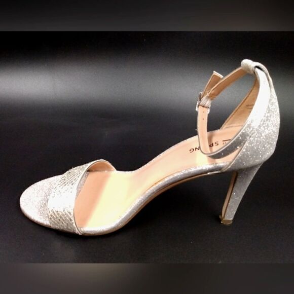 Call it Spring Sparkle Silver High Heel Shoes SZ 10 Formal Party Open Toe - Picture 5 of 16